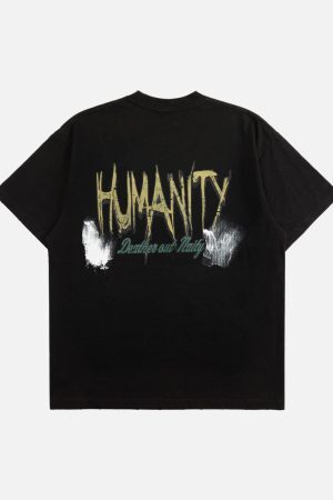 Concert Outfit Retro Washed Graffiti Skull T-Shirt