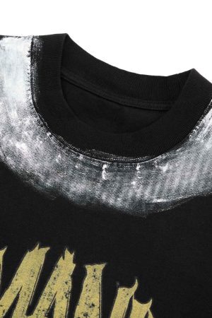 Concert Outfit Retro Washed Graffiti Skull T-Shirt