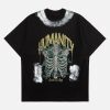 Concert Outfit Retro Washed Graffiti Skull T-Shirt