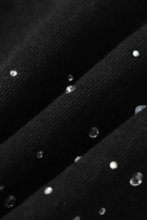 Concert Outfit Retro Washed Rhinestone Raw Edge Denim Shorts