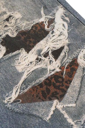 Concert Outfit Retro Washed Ripped Flare Jeans