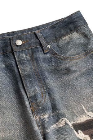 Concert Outfit Retro Washed Ripped Flare Jeans