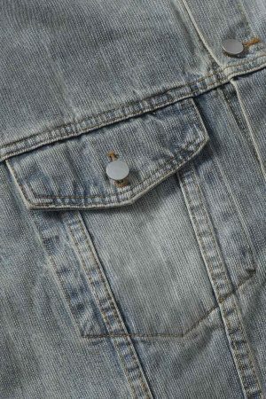 Concert Outfit Retro Washed Totem Denim Jacket