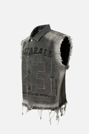 Concert Outfit Retro Wasteland Rivet Denim Vest