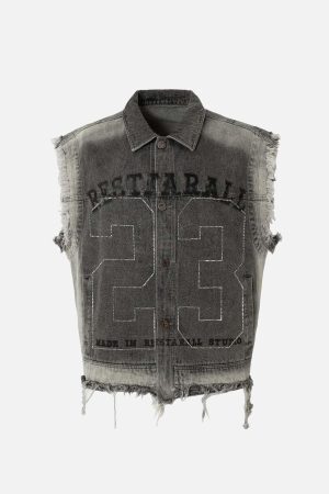 Concert Outfit Retro Wasteland Rivet Denim Vest