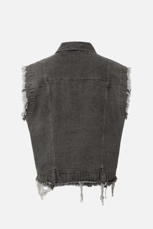 Concert Outfit Retro Wasteland Rivet Denim Vest