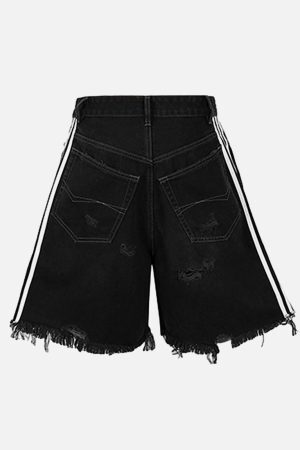 Concert Outfit Retro Whisker Raw Edge Denim Shorts