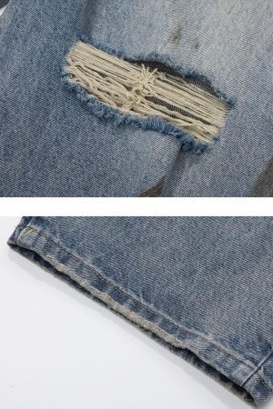 Concert Outfit Reverse Pocket Ripped Jeans