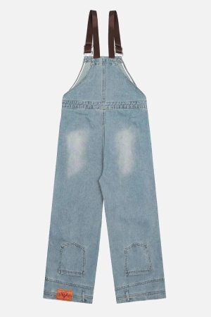Concert Outfit Reverse Stitching Overalls Wide-Leg Denim Jeans