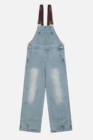 Concert Outfit Reverse Stitching Overalls Wide-Leg Denim Jeans