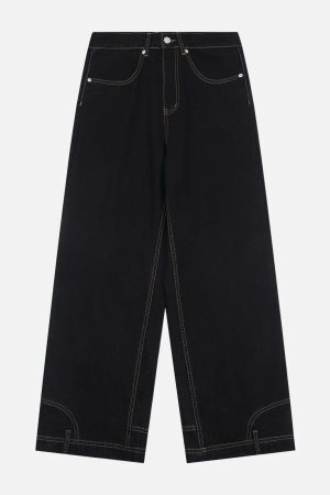 Concert Outfit Reverse Washed Loose Jeans