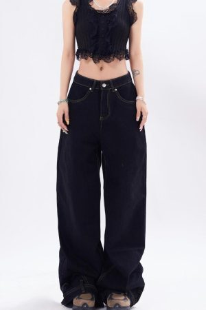 Concert Outfit Reverse Washed Loose Jeans