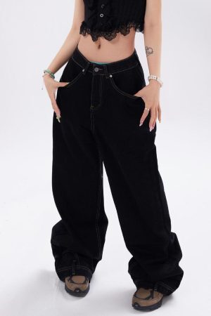 Concert Outfit Reverse Washed Loose Jeans