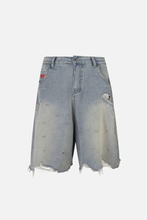 Concert Outfit Rhinestone Application Jorts
