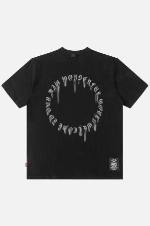 Concert Outfit Ring Shaped Gothic Letter Print Tee