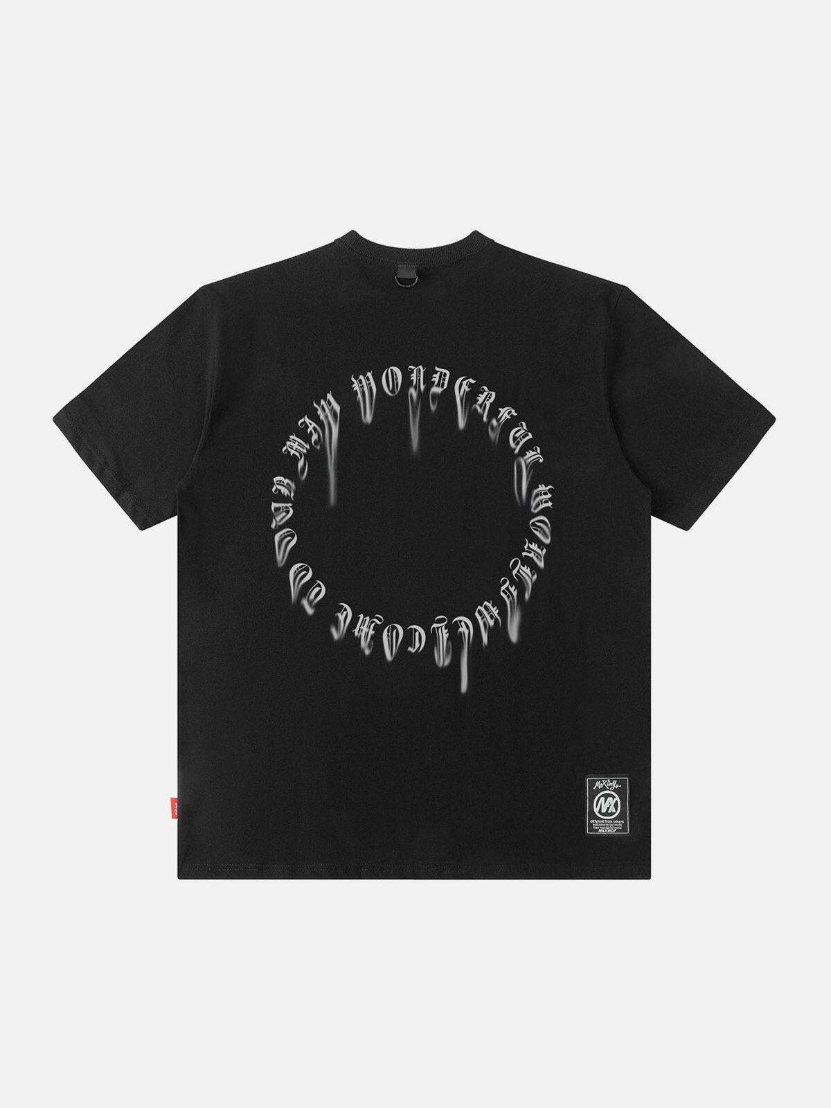 Concert Outfit Ring Shaped Gothic Letter Print Tee Concert Outfit Ring Shaped Gothic Letter Print Tee