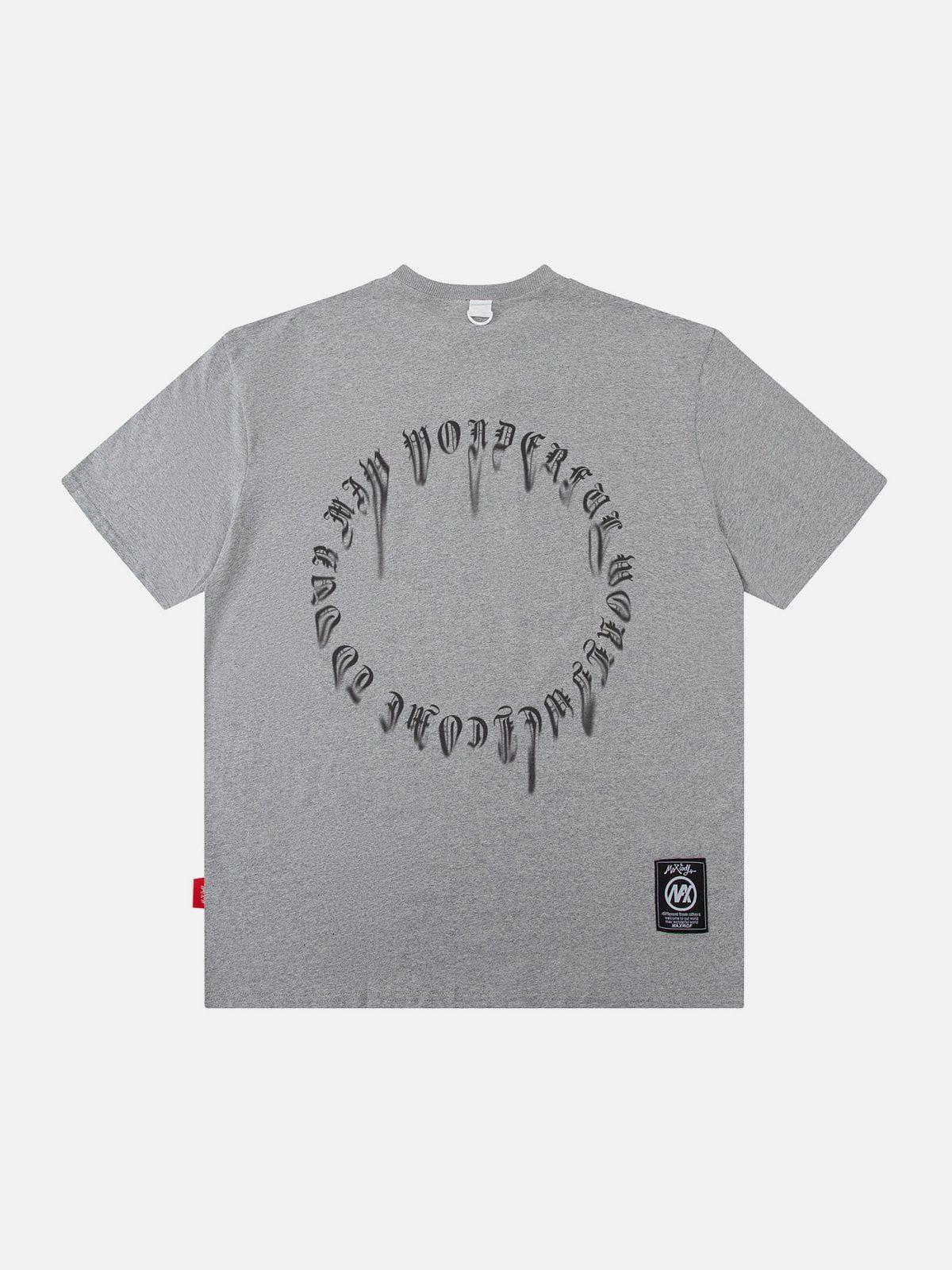 Concert Outfit Ring Shaped Gothic Letter Print Tee Concert Outfit Ring Shaped Gothic Letter Print Tee