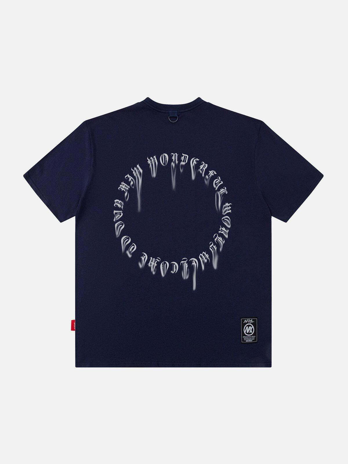 Concert Outfit Ring Shaped Gothic Letter Print Tee Concert Outfit Ring Shaped Gothic Letter Print Tee