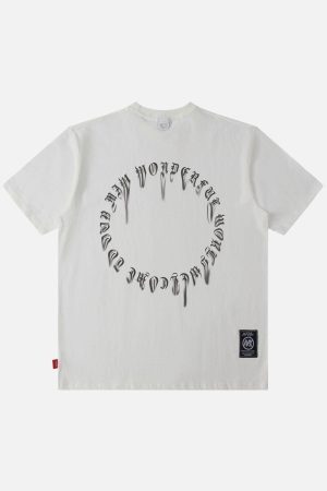 Concert Outfit Ring Shaped Gothic Letter Print Tee