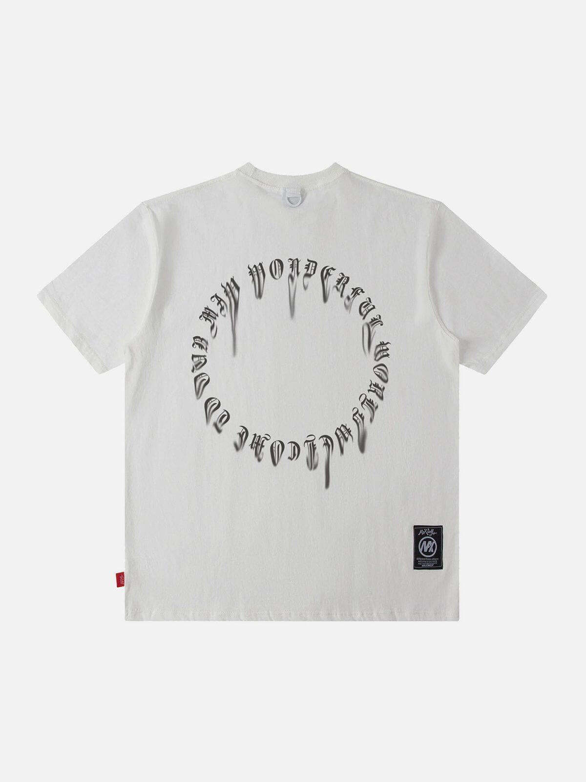 Concert Outfit Ring Shaped Gothic Letter Print Tee Concert Outfit Ring Shaped Gothic Letter Print Tee