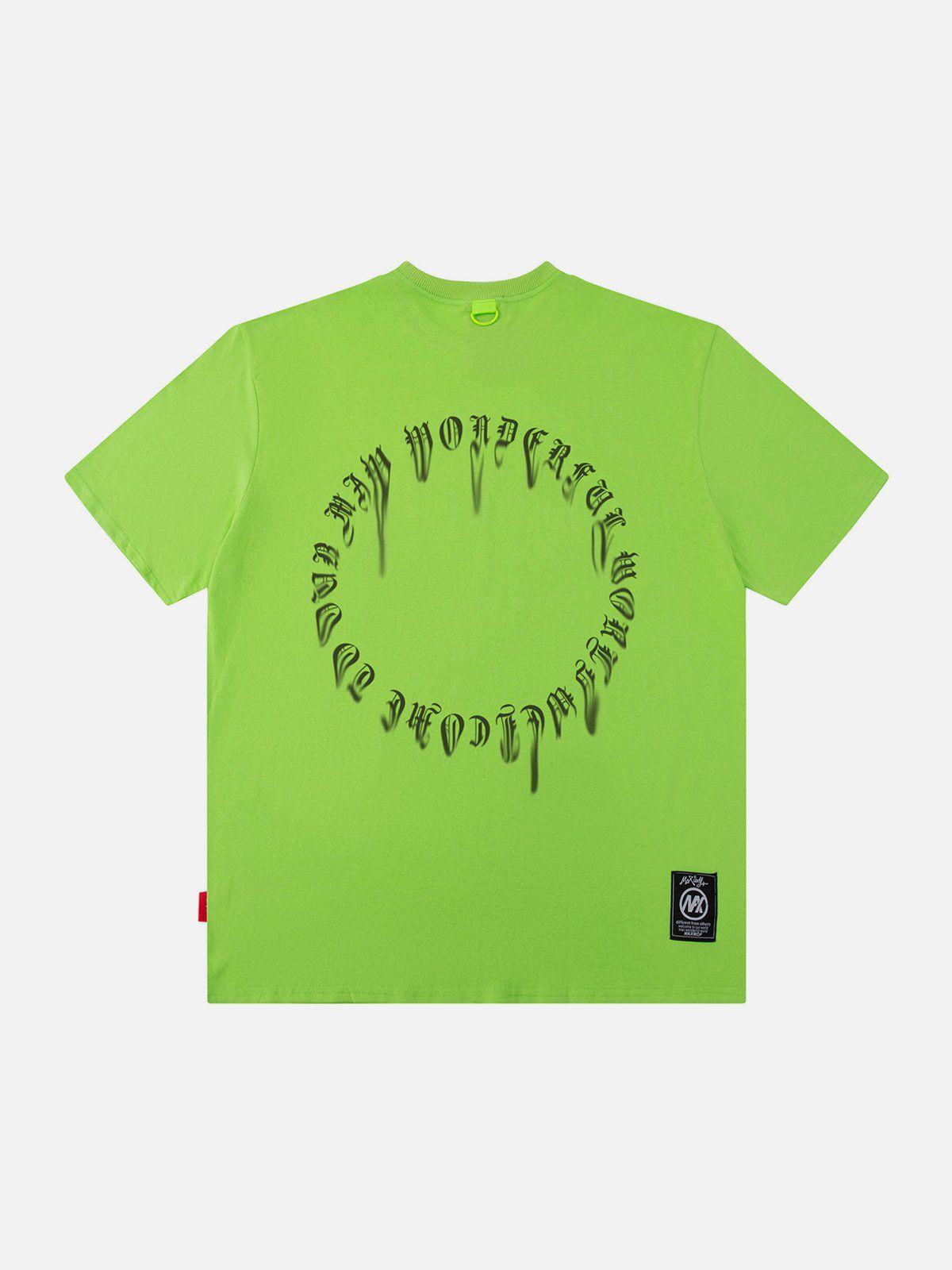 Concert Outfit Ring Shaped Gothic Letter Print Tee Concert Outfit Ring Shaped Gothic Letter Print Tee