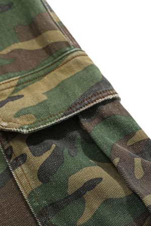 Concert Outfit Ripped Camouflage Flared Cargo Pants