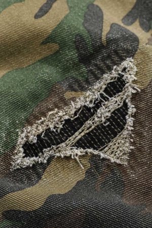 Concert Outfit Ripped Camouflage Flared Cargo Pants