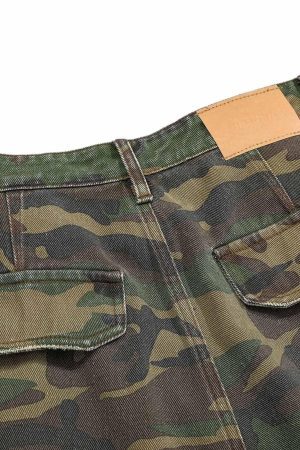 Concert Outfit Ripped Camouflage Flared Cargo Pants