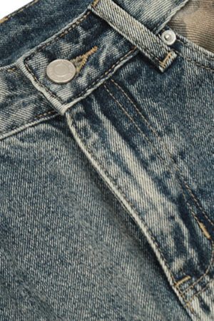 Concert Outfit Ripped Camouflage Patchwork Baggy Jeans