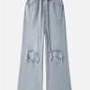 Concert Outfit Ripped Denim Wide Leg Pants