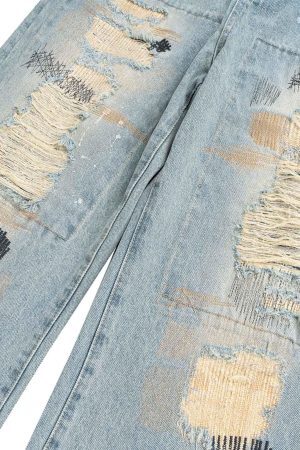 Concert Outfit Ripped Distressed Baggy Flare Jeans