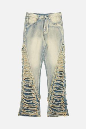 Concert Outfit Ripped Double Straight Jeans