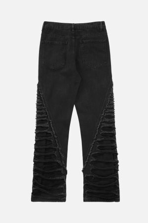 Concert Outfit Ripped Double Straight Jeans