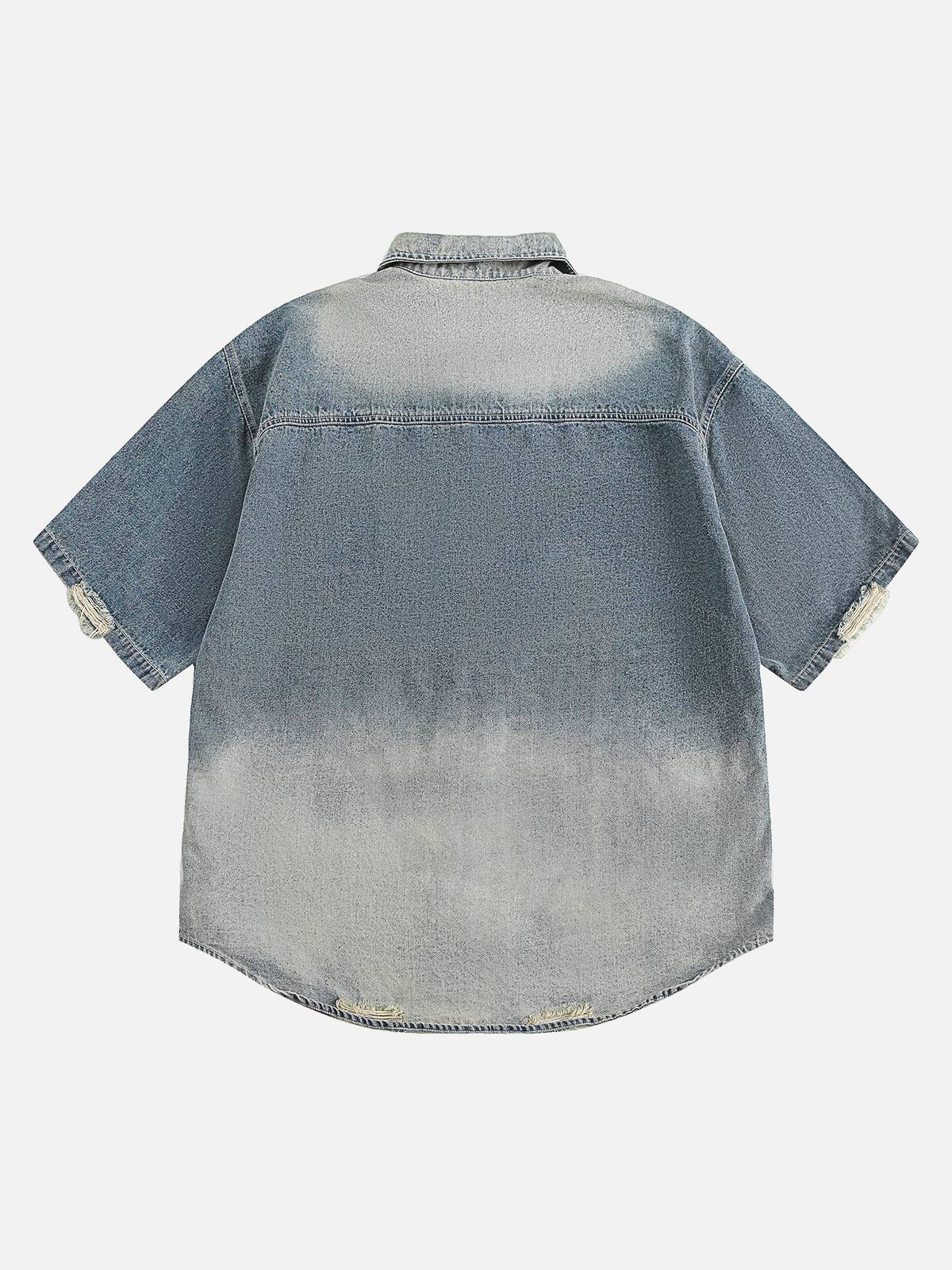 Concert Outfit Ripped Embroidered Floral Denim Shirt Concert Outfit Ripped Embroidered Floral Denim Shirt