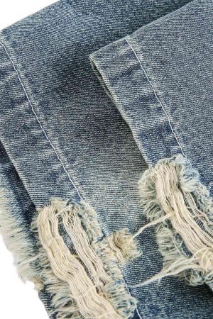 Concert Outfit Ripped Embroidered Floral Denim Shirt