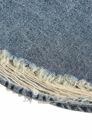 Concert Outfit Ripped Embroidered Floral Denim Shirt