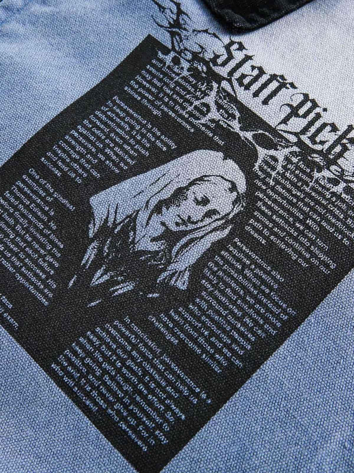 Concert Outfit Ripped Graffiti Washed Zip Up Denim Jacket Concert Outfit Ripped Graffiti Washed Zip Up Denim Jacket