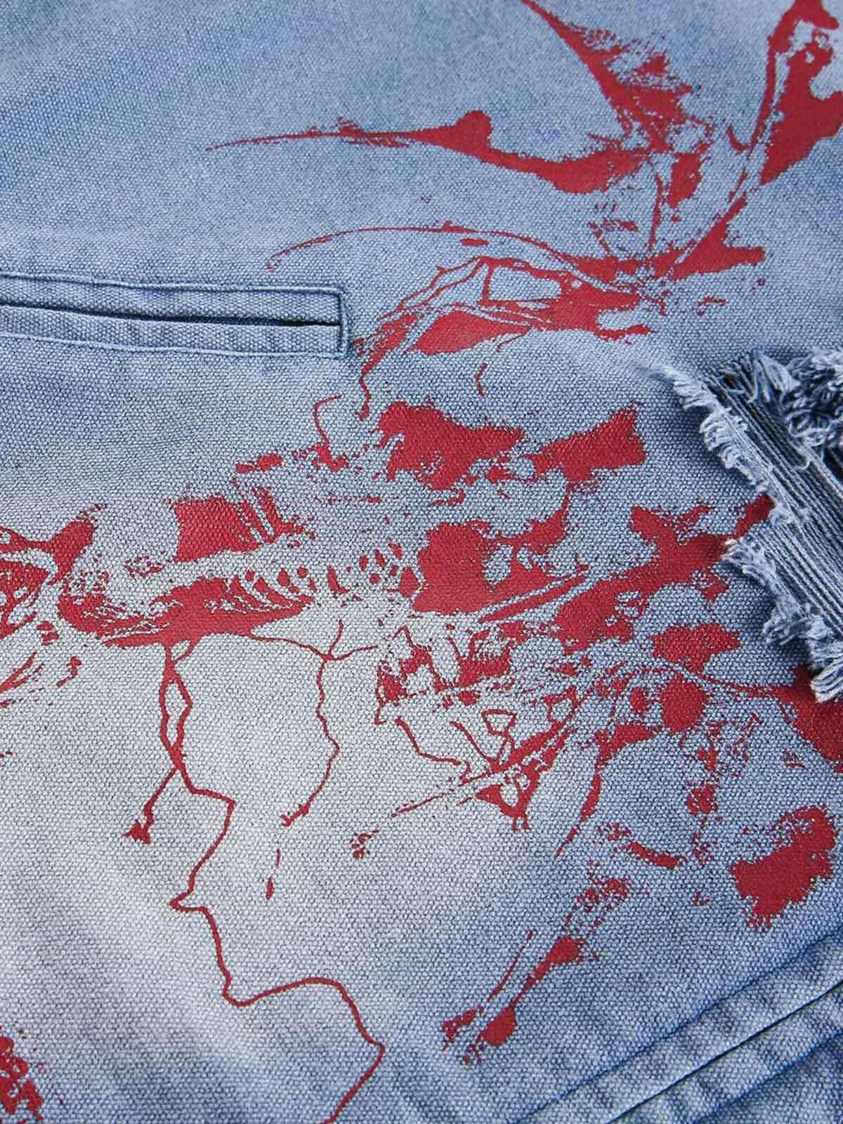 Concert Outfit Ripped Graffiti Washed Zip Up Denim Jacket Concert Outfit Ripped Graffiti Washed Zip Up Denim Jacket