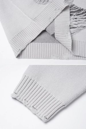 Concert Outfit Ripped Knit Sweater