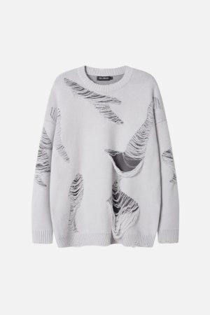 Concert Outfit Ripped Knit Sweater