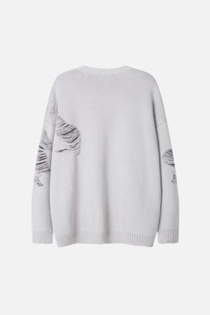 Concert Outfit Ripped Knit Sweater