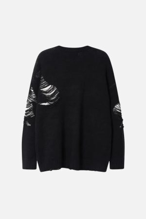 Concert Outfit Ripped Knit Sweater