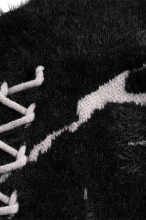 Concert Outfit Ripped Knit Turtleneck Sweater