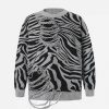 Concert Outfit Ripped Zebra Pattern Sweater