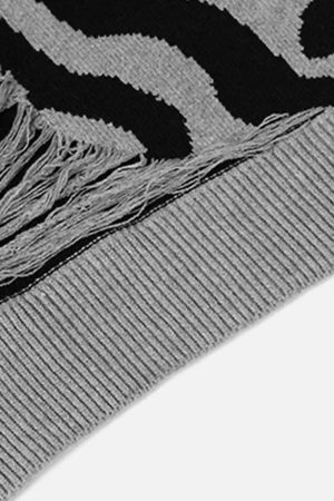 Concert Outfit Ripped Zebra Pattern Sweater