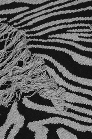 Concert Outfit Ripped Zebra Pattern Sweater