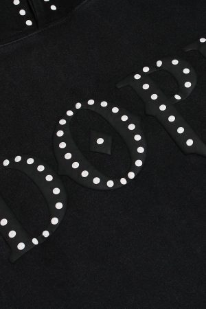 Concert Outfit Rivet-Adorned Graphic Hoodie