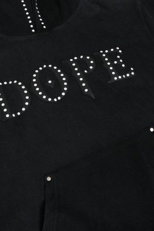 Concert Outfit Rivet-Adorned Graphic Hoodie