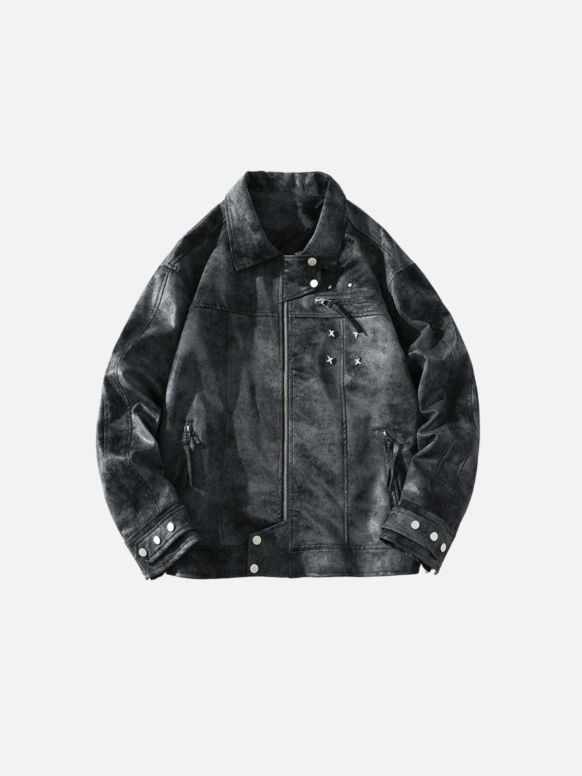 Concert Outfit Rivet Washed Faux Leather Jacket Concert Outfit Rivet Washed Faux Leather Jacket