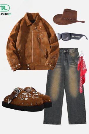 Concert Outfit Rivet Washed Faux Leather Jacket